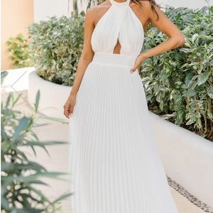 Sunny Gleam White Halter Maxi Dress